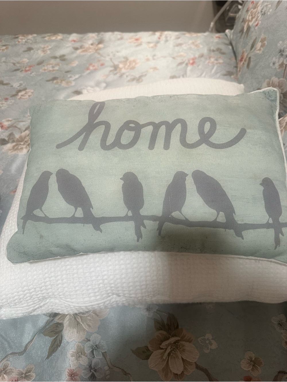 Hobby Lobby Sage Green Pillow with Gray Bird Silhouette